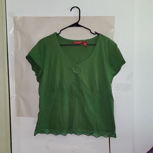 A Gloria Vanderbilt Women's Top Plus Sized Green Cottage Core Summer Wear 1X